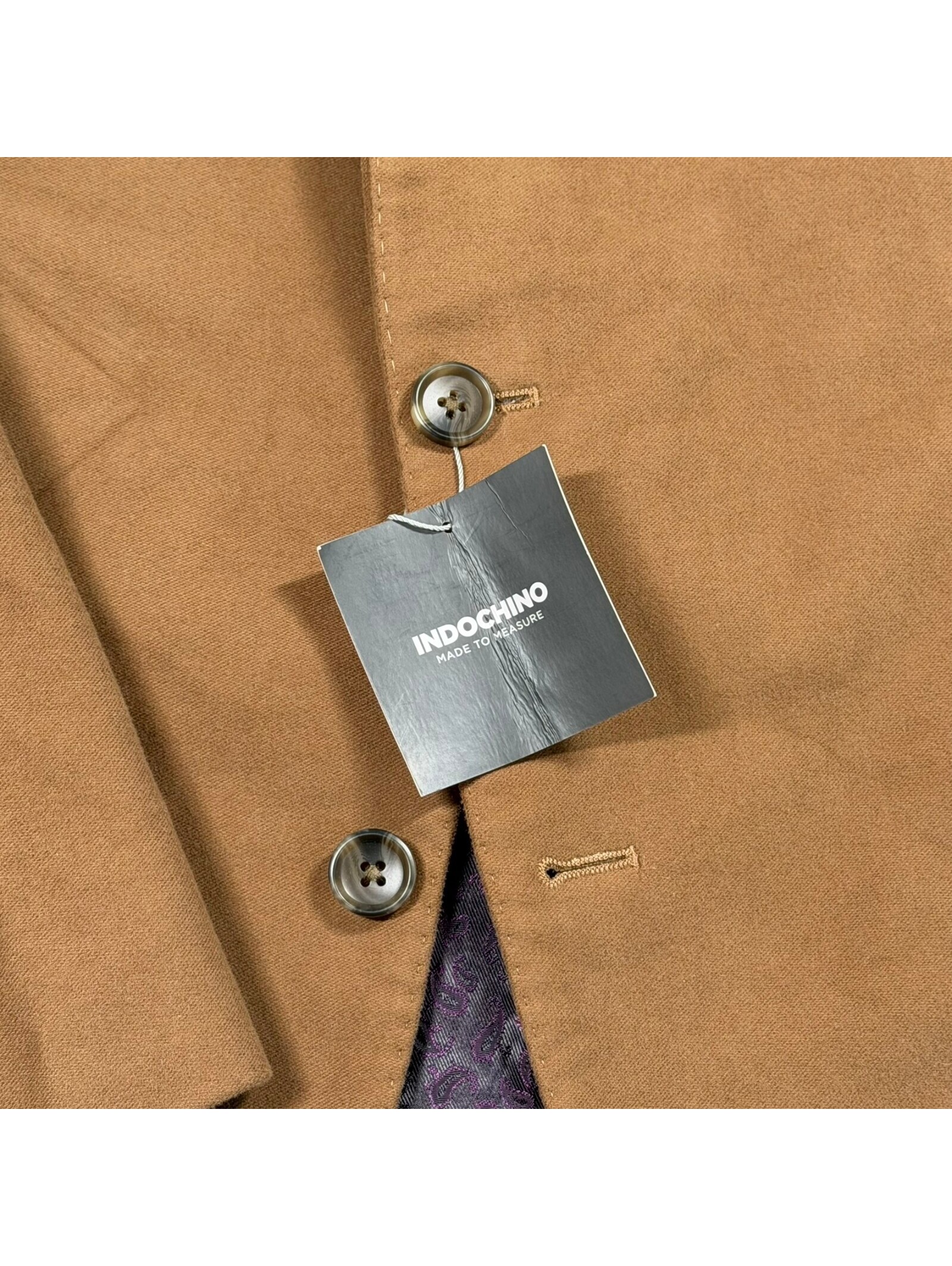 Nwt Indochino Made To Measure Camel Cotton Blazer Purple Paisley Lining — image 2 of 8